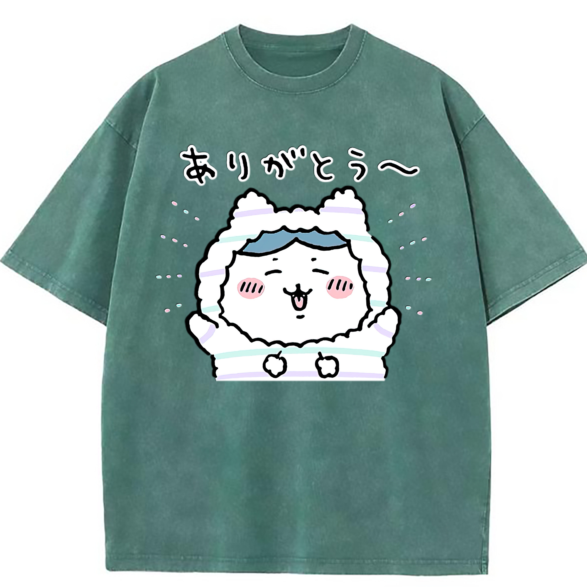 （画像用） ちいかわ ハチワレ Chii-kawa hachiware 綿100% ヴィンテージ風 半袖Tシャツ（フロントプリント）